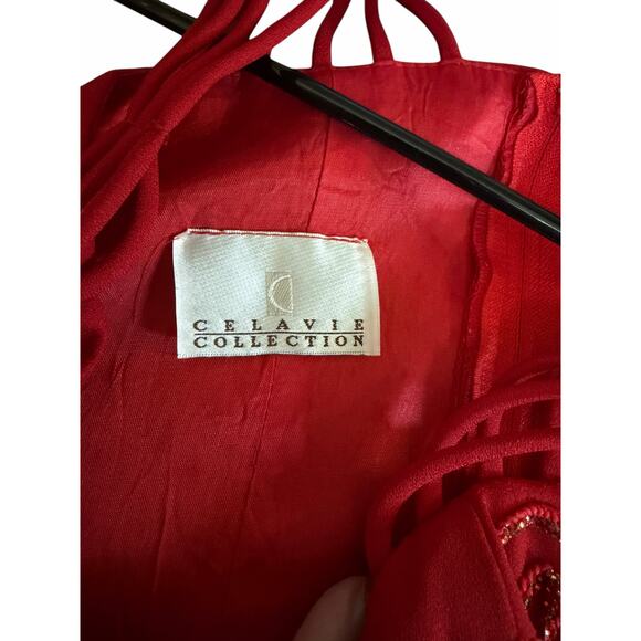 Celavie Collection Red Gown with Sequin Embellishment - Picture 3 of 16